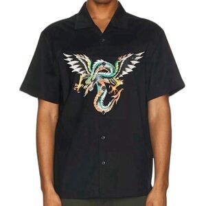 ED HARDY DRAGON TWILL SHORT SLEEVE BUTTON DOWN / Medium